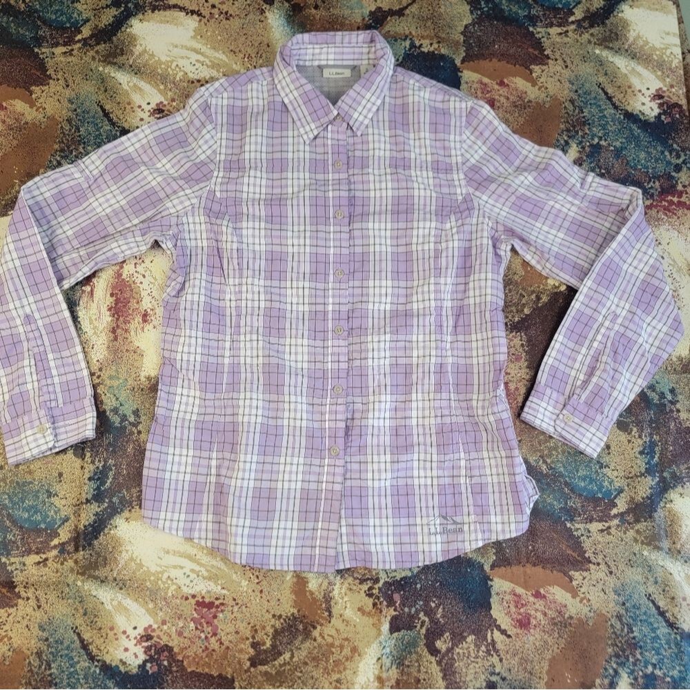 L.L. Bean Lavender Plaid Button-Down Shirt